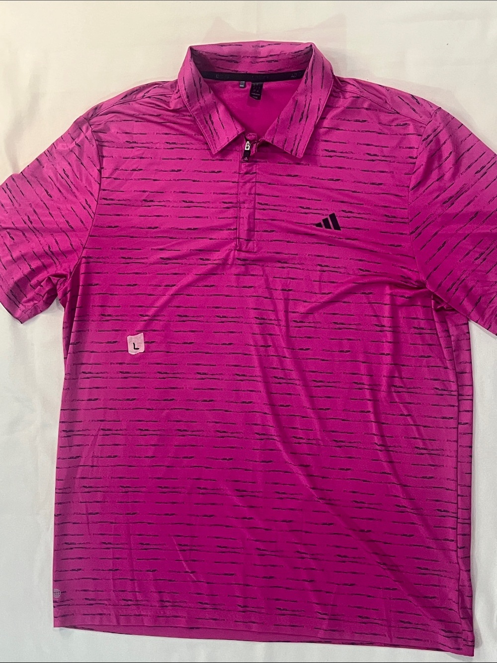 adidas Men’s Magenta Polo with Black Stripe Accents